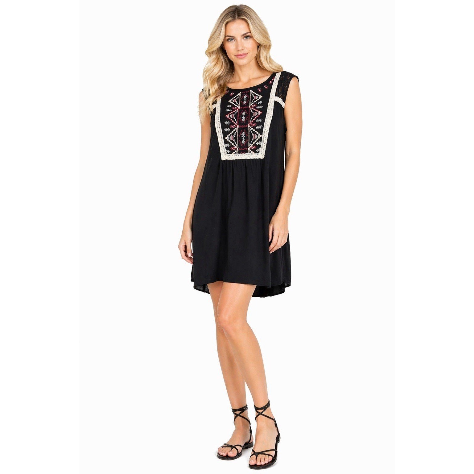 Dress Tunic Xxl Black Embroidered Lace Hippie Boho Indie Flowy Dark Fairy